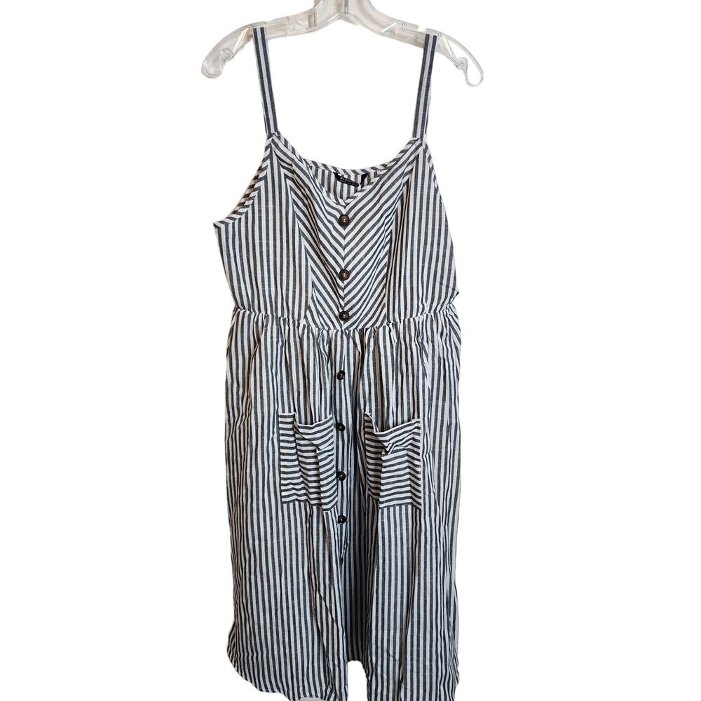 BloomChic Striped Button Front Large Pocket Dress, NWT, 1X